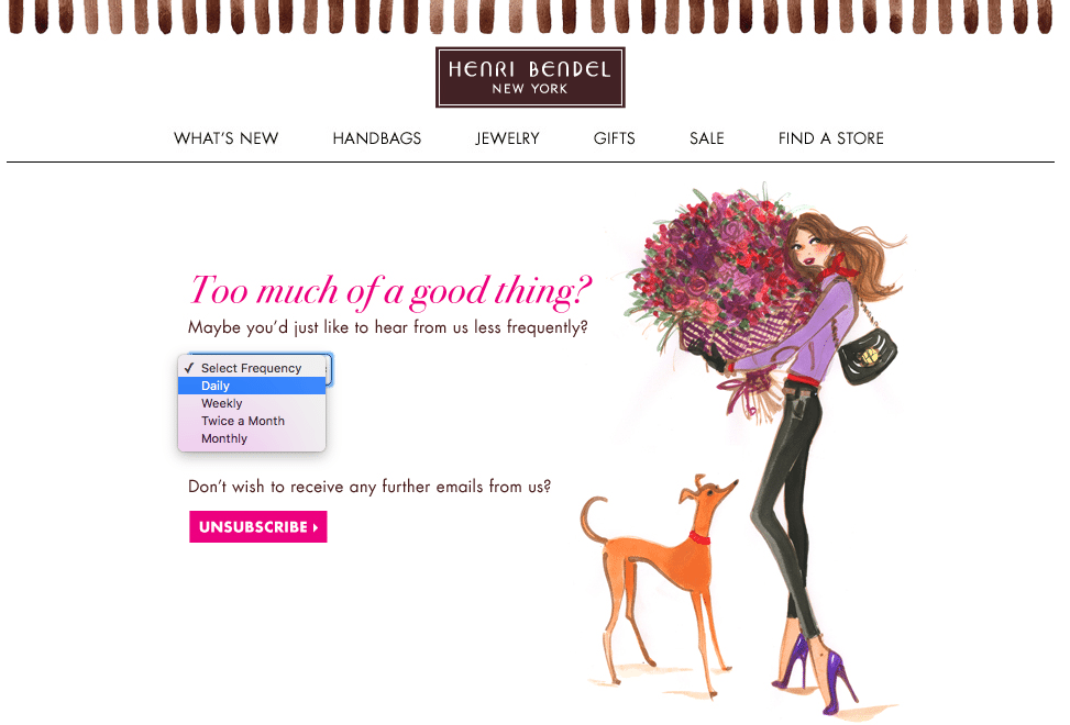 Henri Bendel Unsubscribe Example